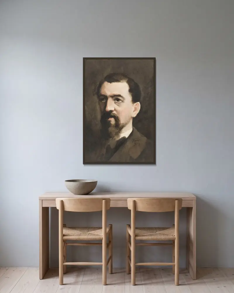 Porträtt av en man av Jan Toorop inramad på en vägg