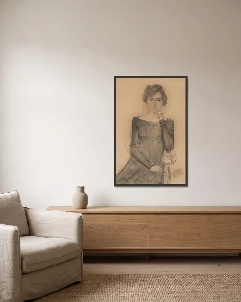 Portrait of Elisabeth Le Brun av Jan Toorop inramad på en vägg