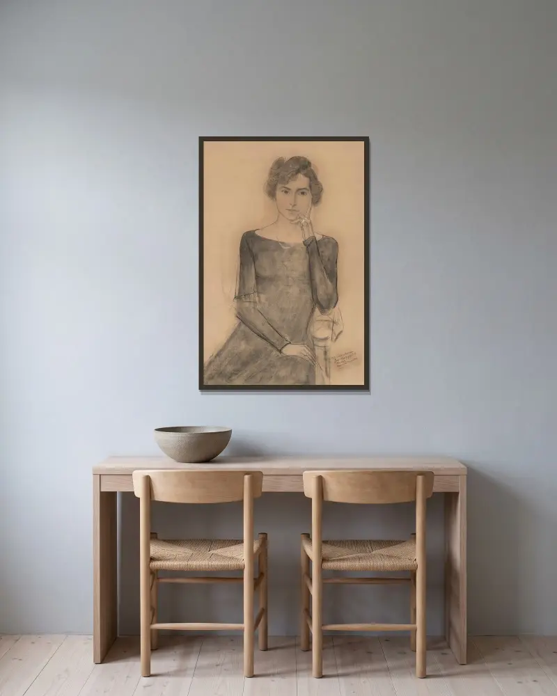 Portrait of Elisabeth Le Brun av Jan Toorop inramad på en vägg