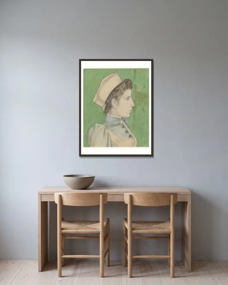 Portrait of Nurse Nelly av Jan Toorop inramad på en vägg
