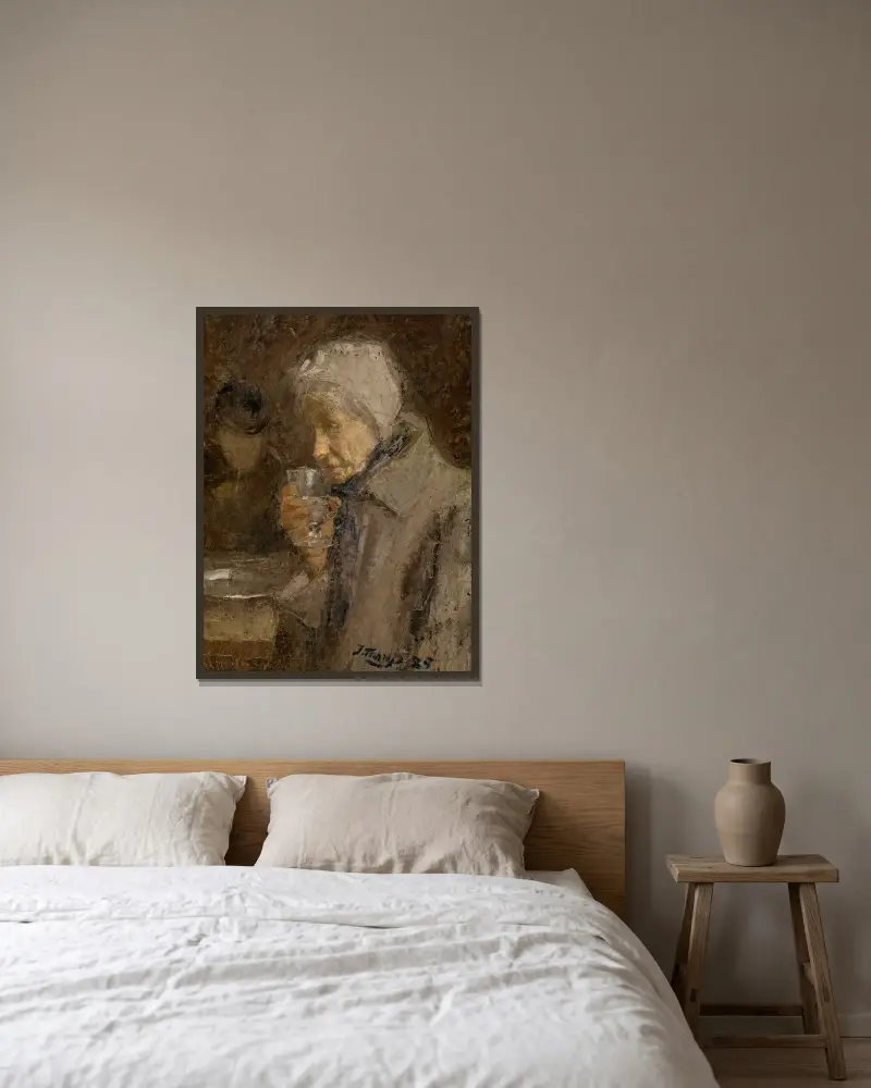 Der gute Trunk von Jan Toorop gerahmt an einer Wand
