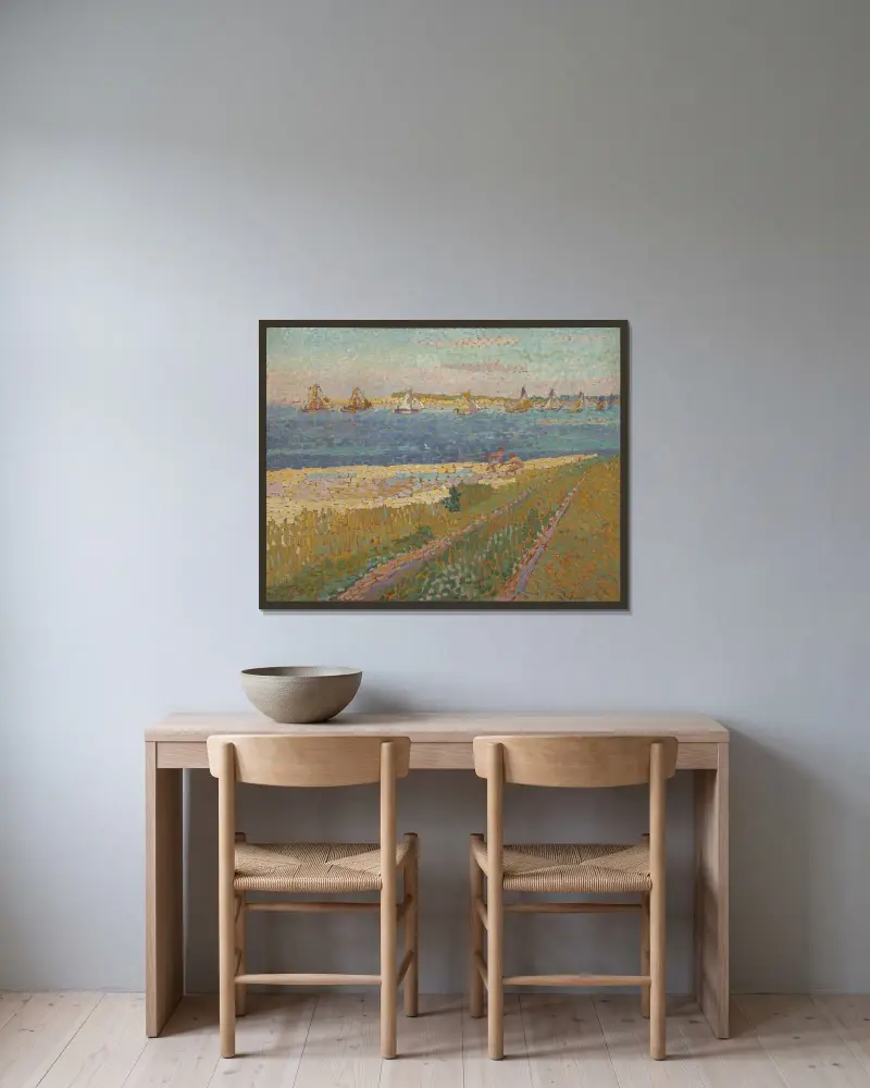 The Schelde near Veere av Jan Toorop inramad på en vägg