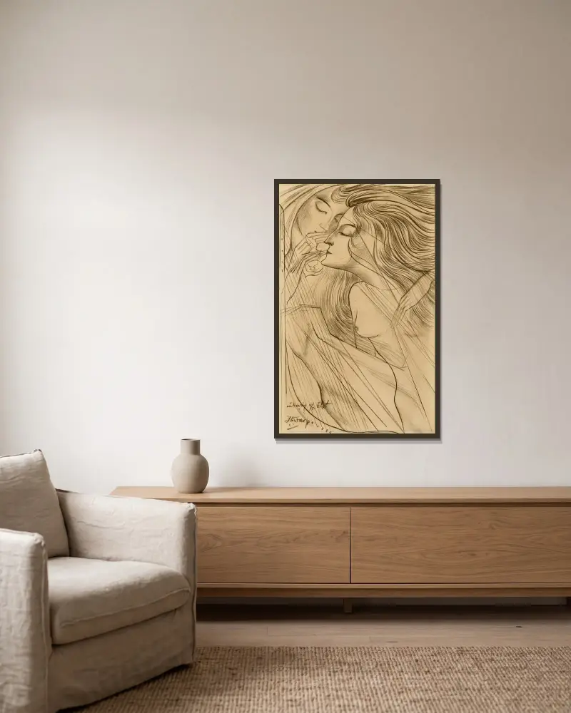 Två muser av Jan Toorop inramad på en vägg