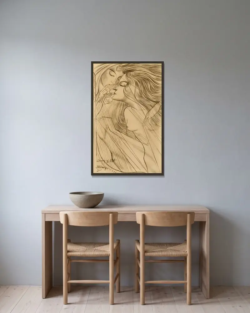 Två muser av Jan Toorop inramad på en vägg