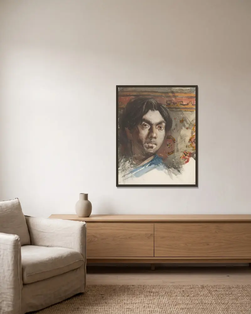 Självporträtt av Jan Toorop av Jan Toorop inramad på en vägg