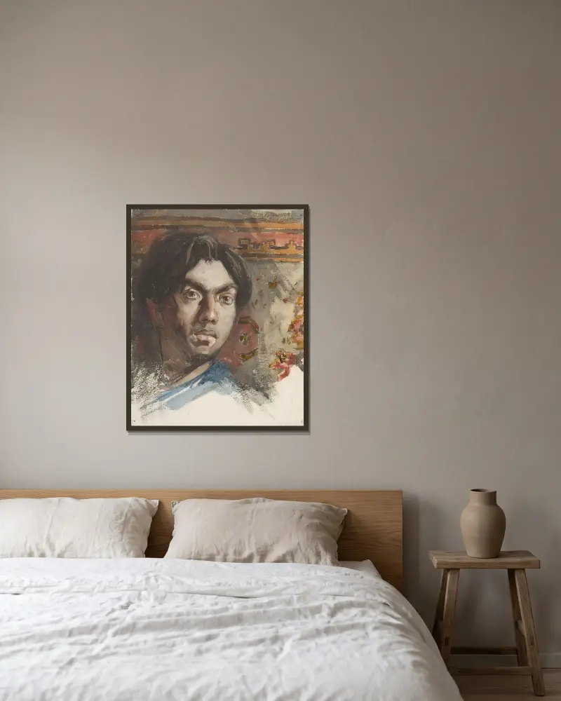 Självporträtt av Jan Toorop av Jan Toorop inramad på en vägg