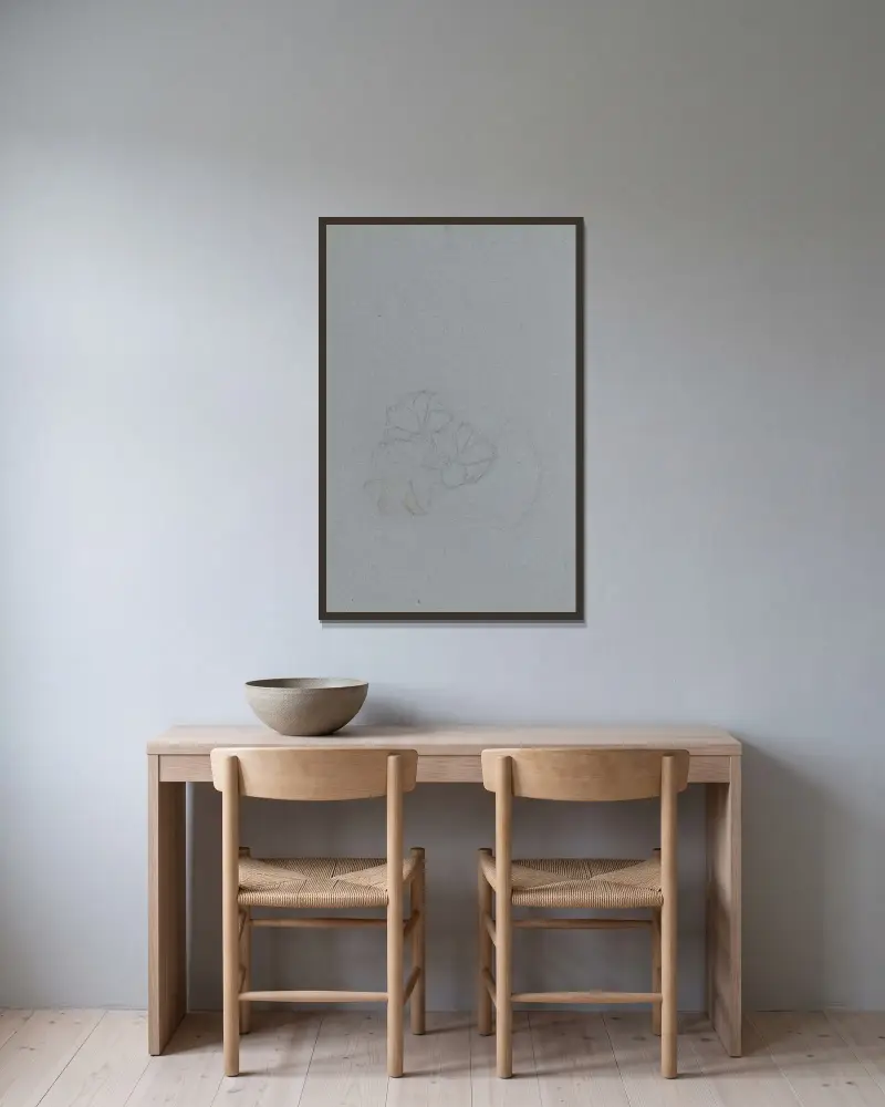 Blomma av Jan Veth inramad på en vägg