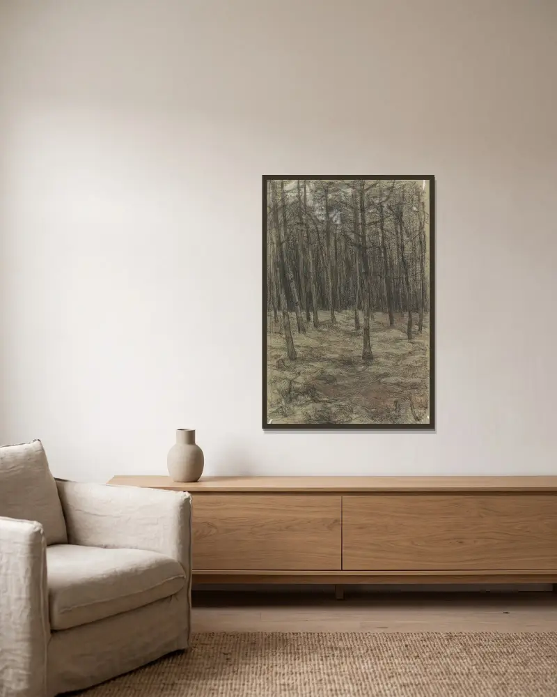 Boslandschap von Jan Veth gerahmt an einer Wand