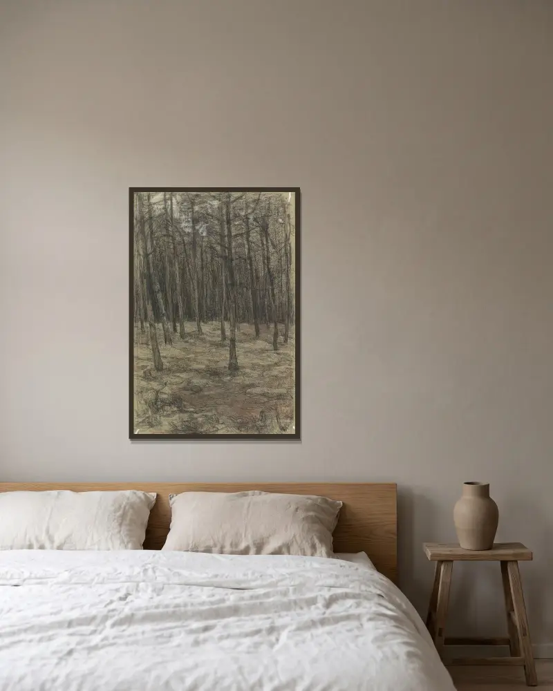 Boslandschap von Jan Veth gerahmt an einer Wand