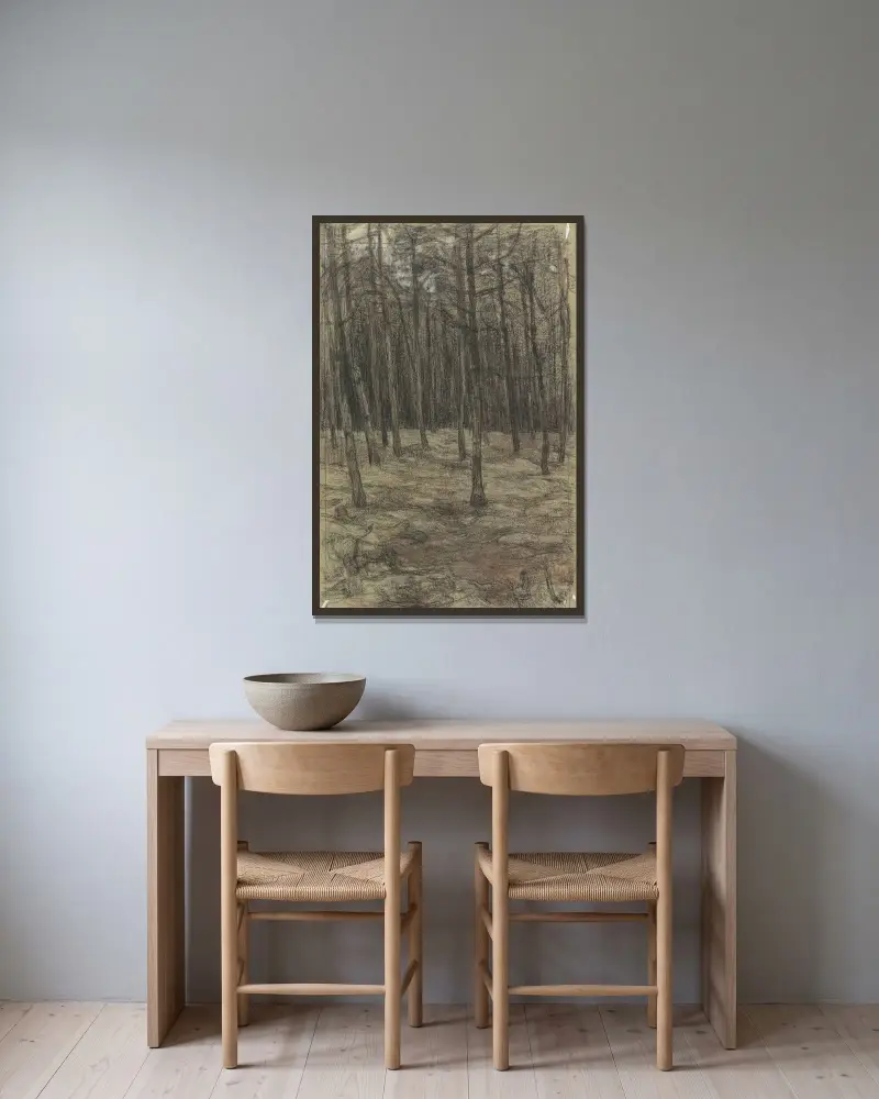 Boslandschap von Jan Veth gerahmt an einer Wand