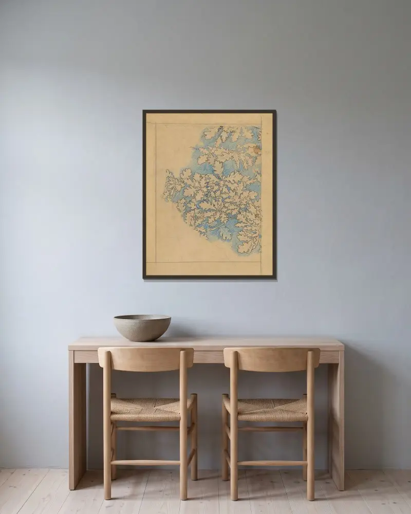 Eikenbladeren von Jan Veth gerahmt an einer Wand