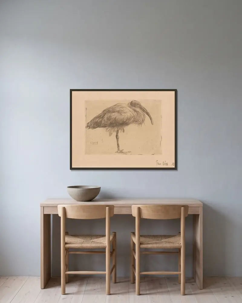 Ibis av Jan Veth inramad på en vägg