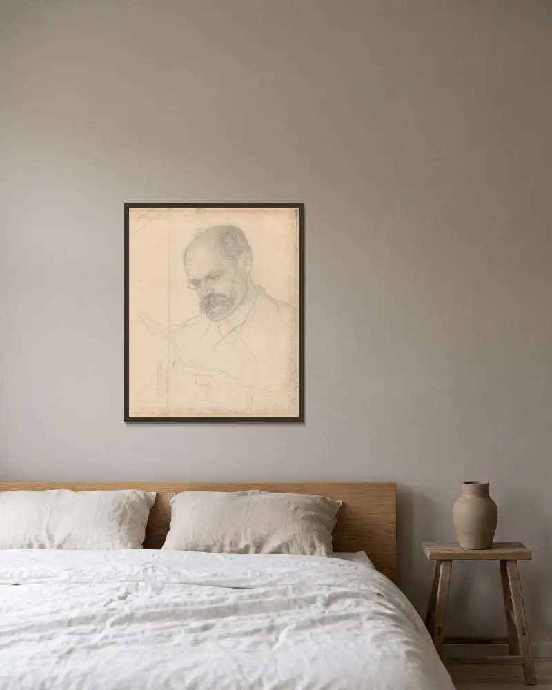 Porträtt av herr K.J. Kautsky av Jan Veth inramad på en vägg