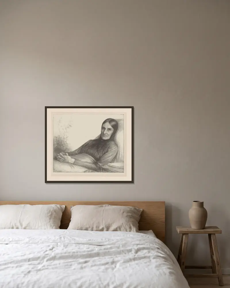 Porträtt av Elisabeth Ragazzi van den Wall Bake av Jan Veth inramad på en vägg