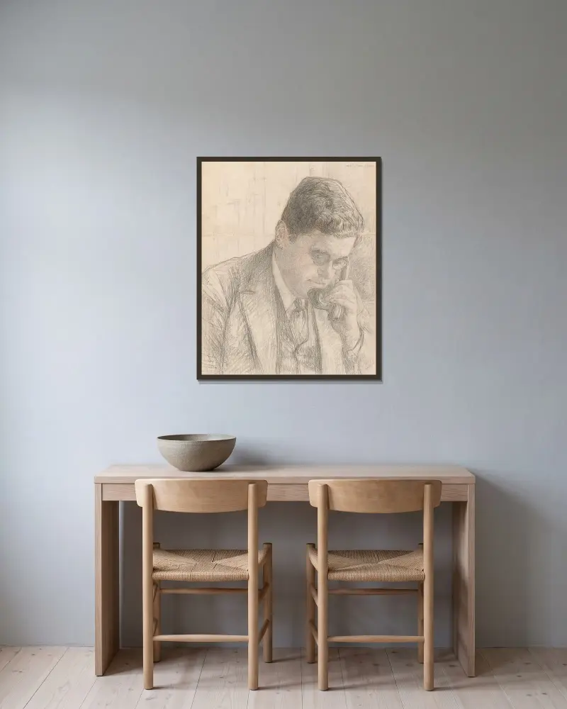 Porträtt av F. Mannheimer av Jan Veth inramad på en vägg