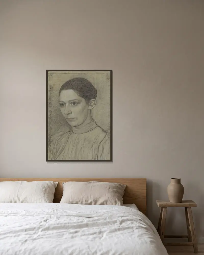 Porträtt av fröken Sara de Swart av Jan Veth inramad på en vägg