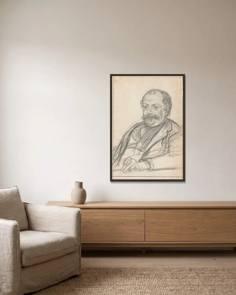 Porträtt av mr. F.S. van Nierop av Jan Veth inramad på en vägg