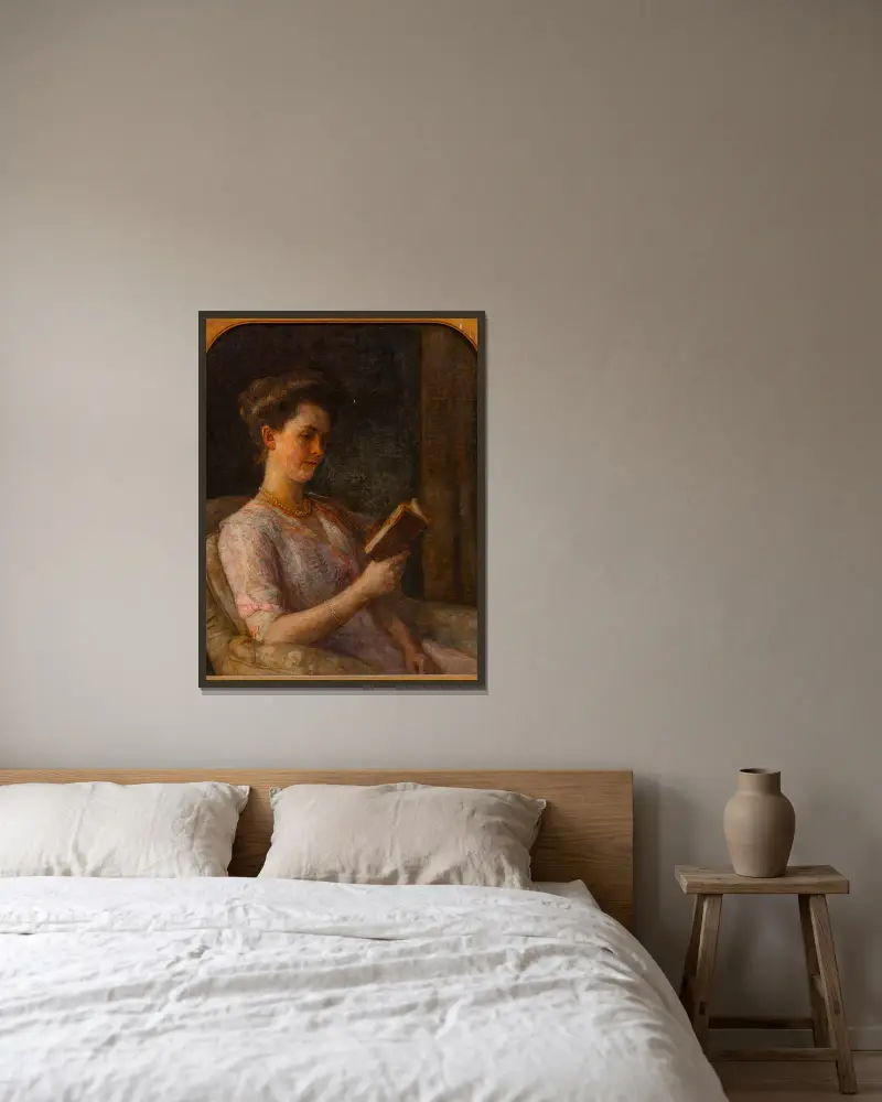 Portret van Mrs. Helena Dorothea Schniewind-Greeff (1880-1971) av Jan Veth inramad på en vägg