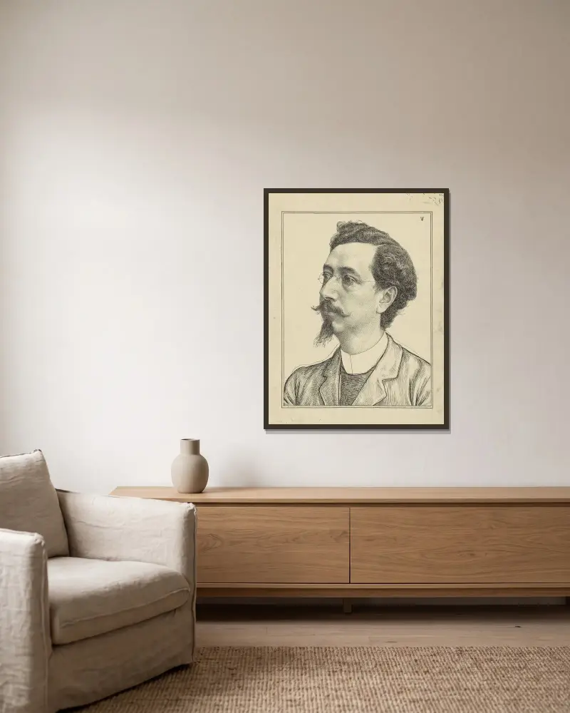 Porträt von Nicolaas de Roever von Jan Veth gerahmt an einer Wand