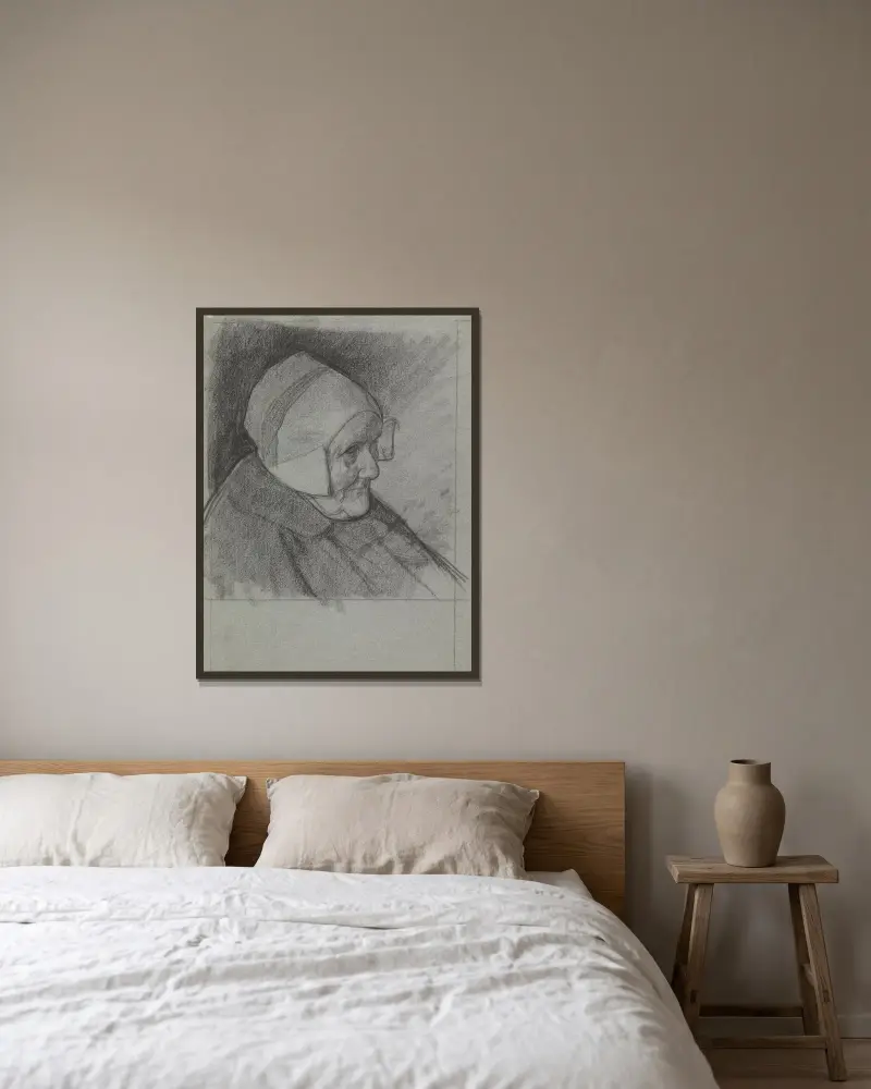 Porträtt av fru van den Brink av Jan Veth inramad på en vägg