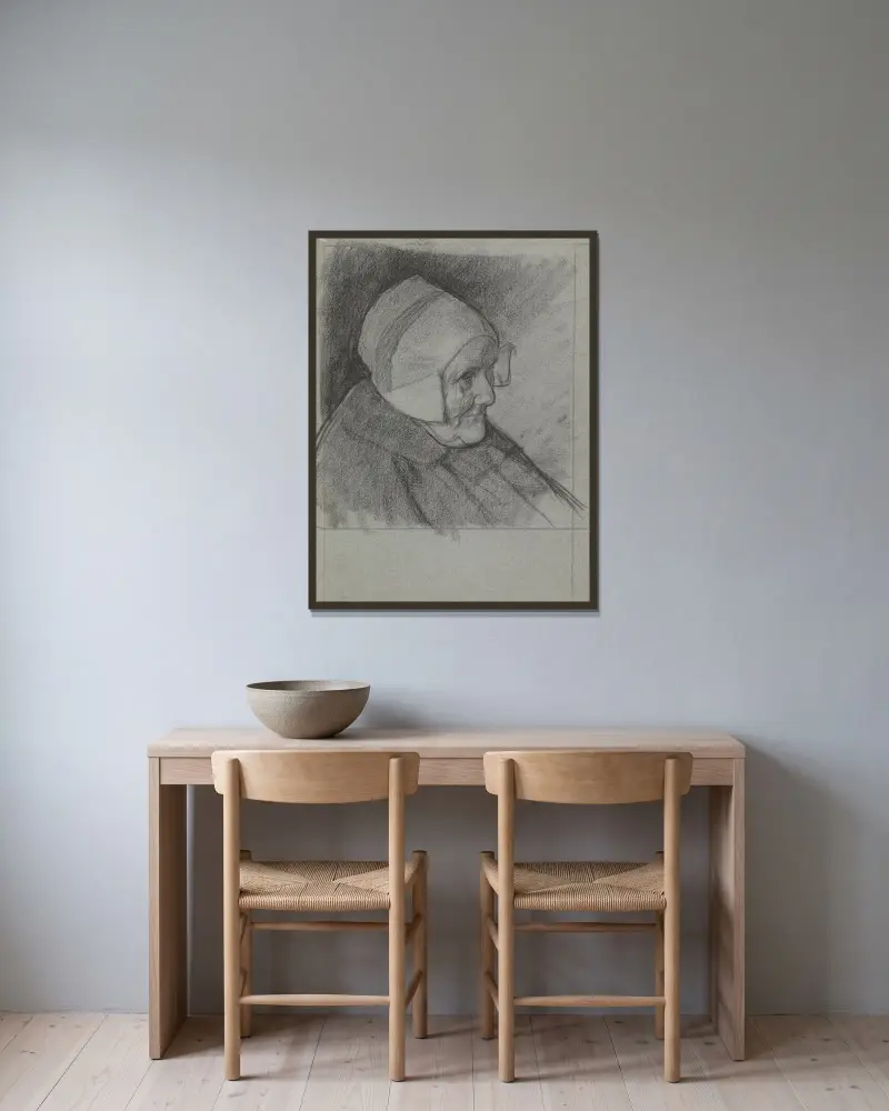 Porträtt av fru van den Brink av Jan Veth inramad på en vägg