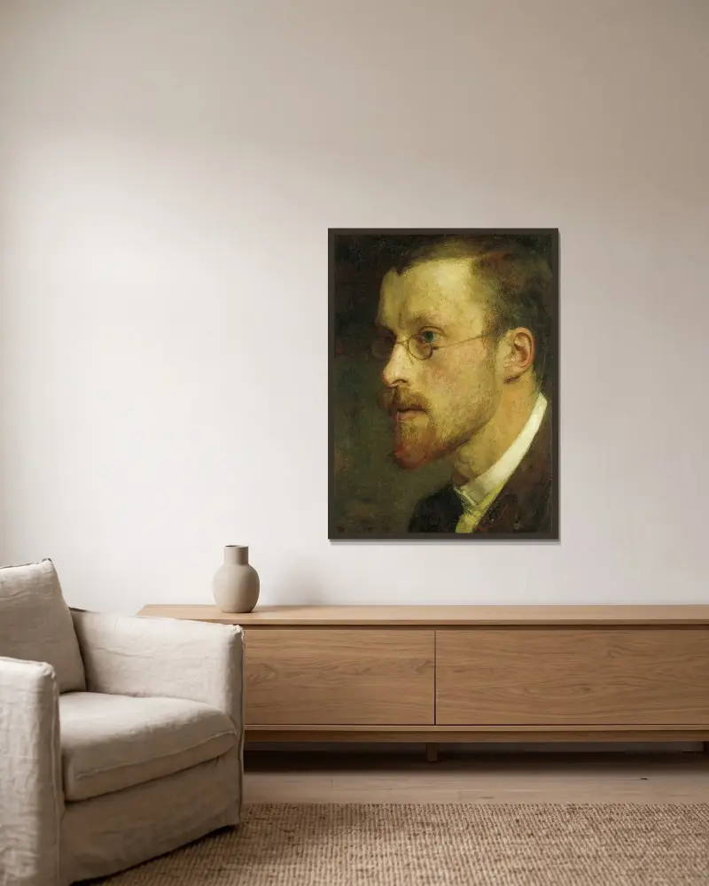 Självporträtt av Jan Pieter Veth av Jan Veth inramad på en vägg