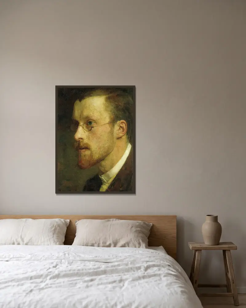 Självporträtt av Jan Pieter Veth av Jan Veth inramad på en vägg