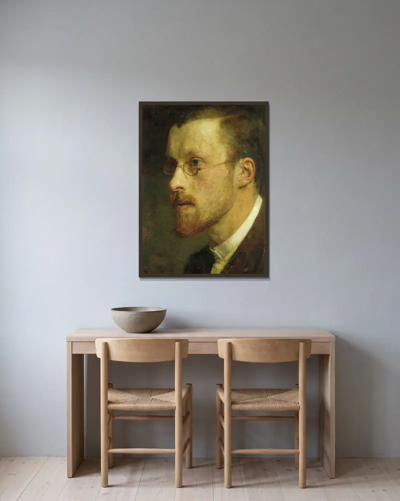 Självporträtt av Jan Pieter Veth av Jan Veth inramad på en vägg