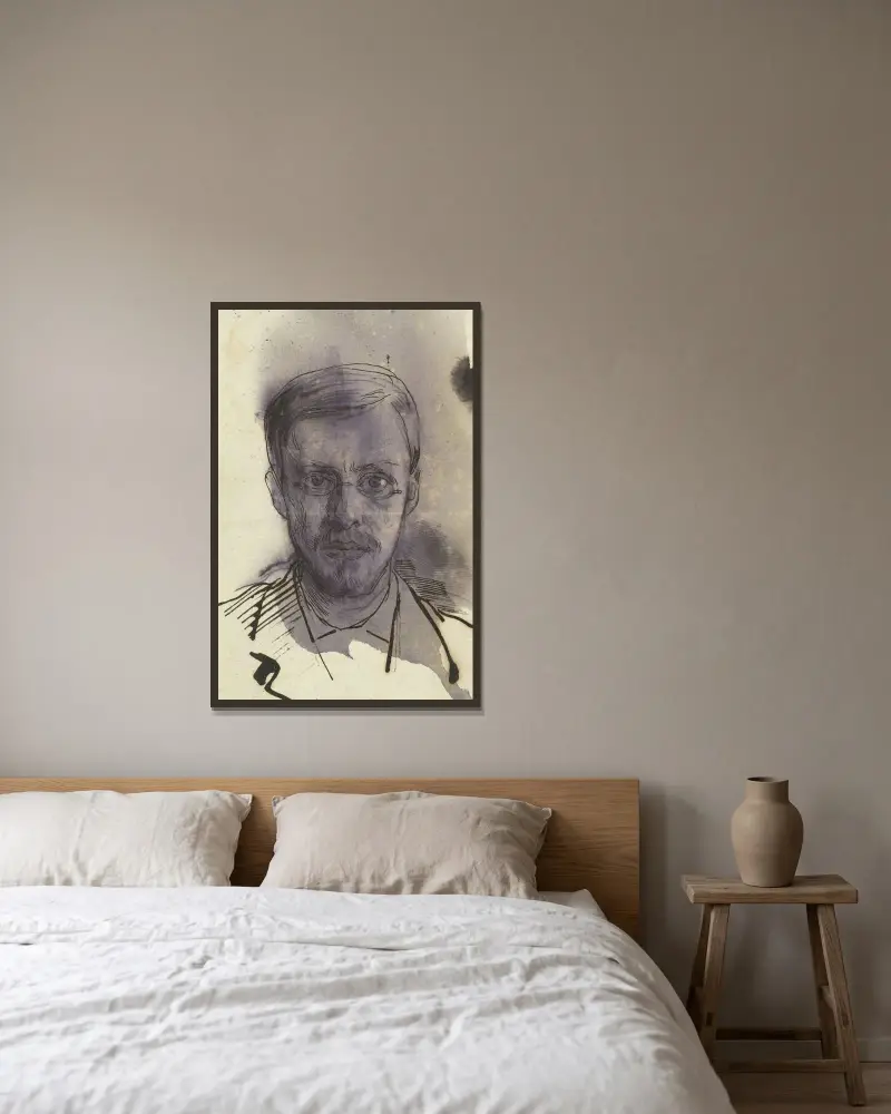 Självporträtt av Jan Veth av Jan Veth inramad på en vägg