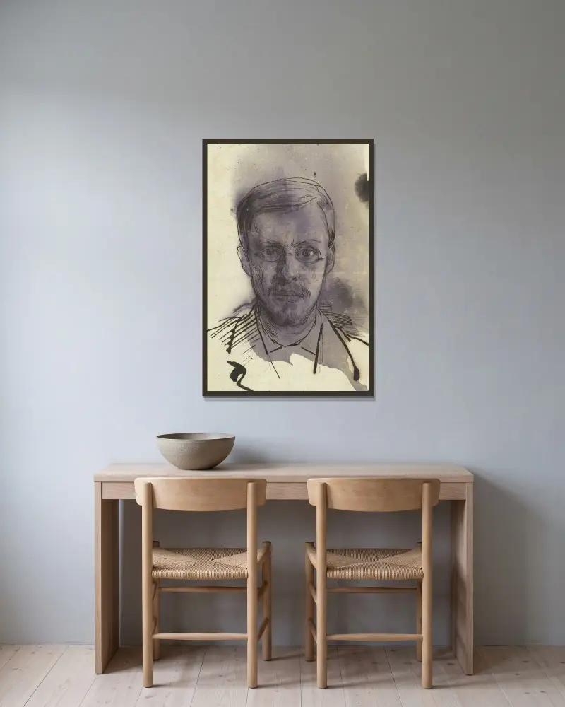 Självporträtt av Jan Veth av Jan Veth inramad på en vägg