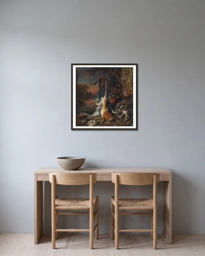 Mrtvá zvěřina, Jan Weenix v rámu na stěně