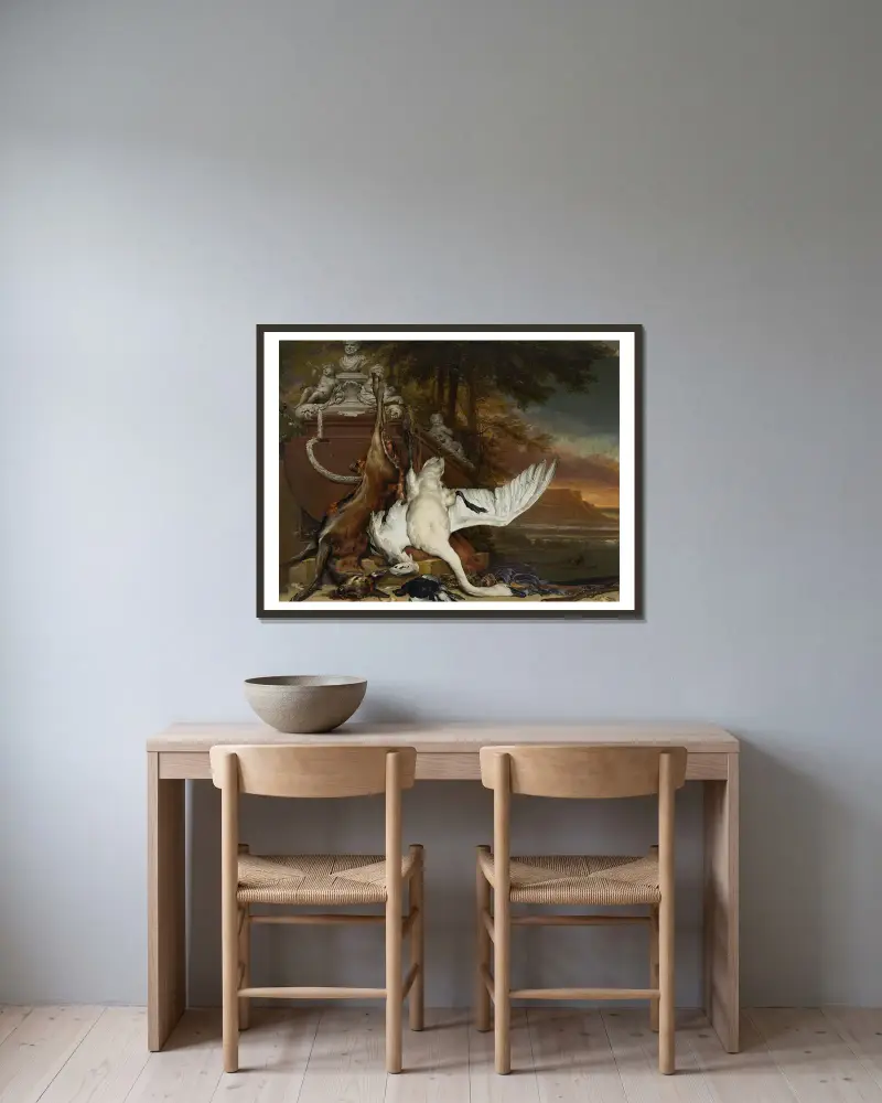 Mrtvá labuť, Jan Weenix v rámu na stěně