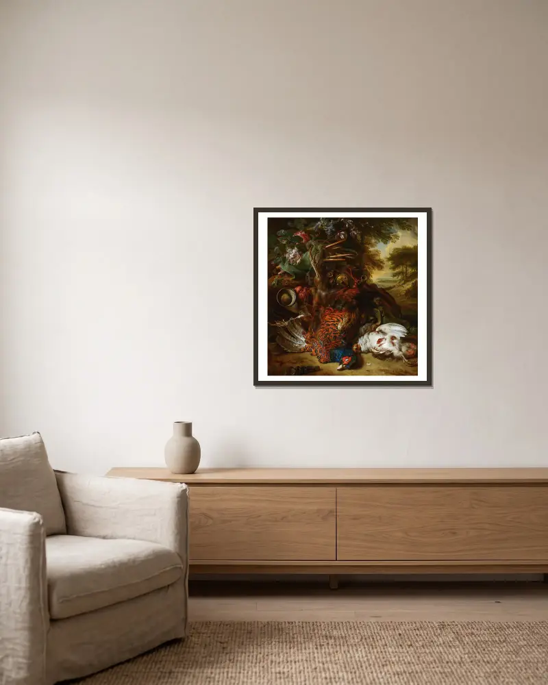 Jagdstillleben von Jan Weenix gerahmt an einer Wand