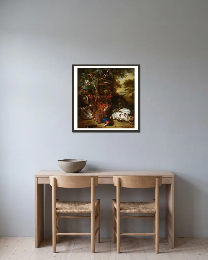 Jagdstillleben von Jan Weenix gerahmt an einer Wand