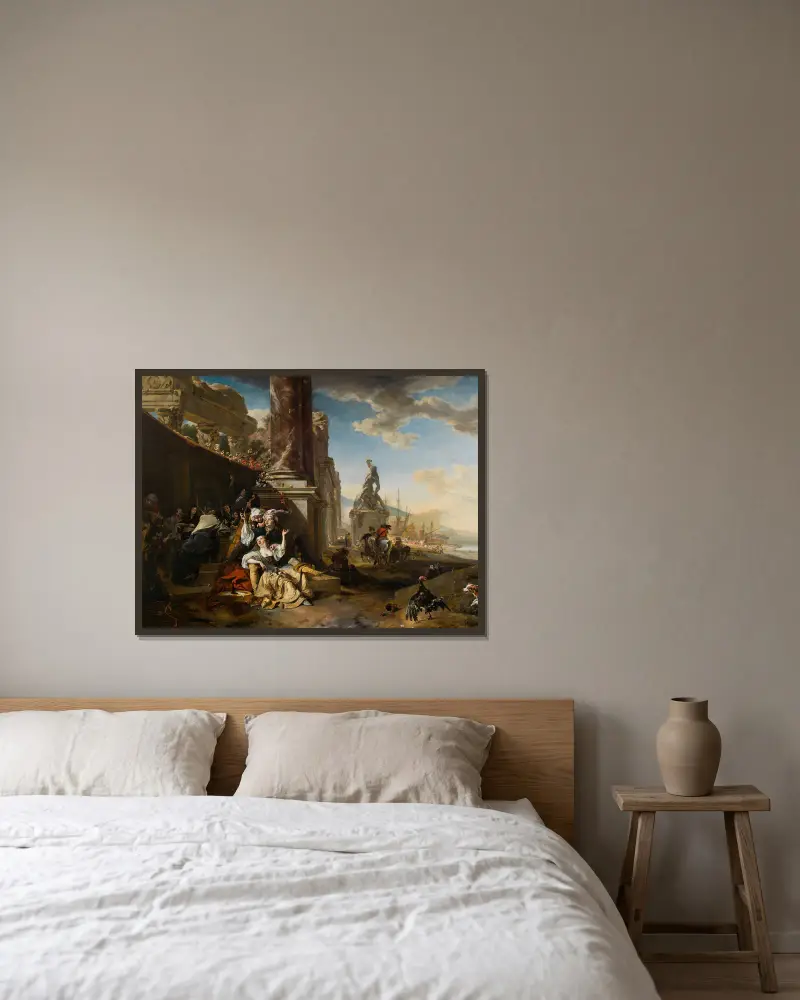 Die Lustfahrt von Jan Weenix gerahmt an einer Wand