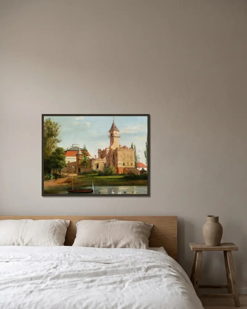 View of the castle in Radziejowice av January Suchodolski inramad på en vägg