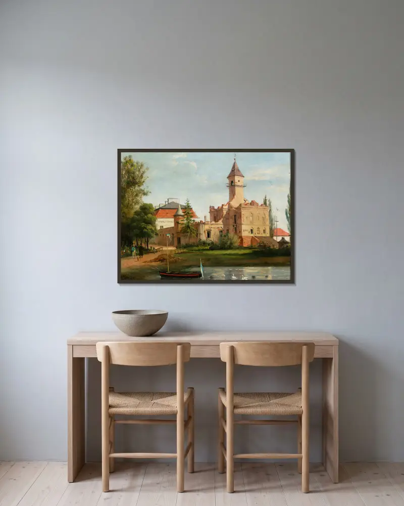 View of the castle in Radziejowice av January Suchodolski inramad på en vägg