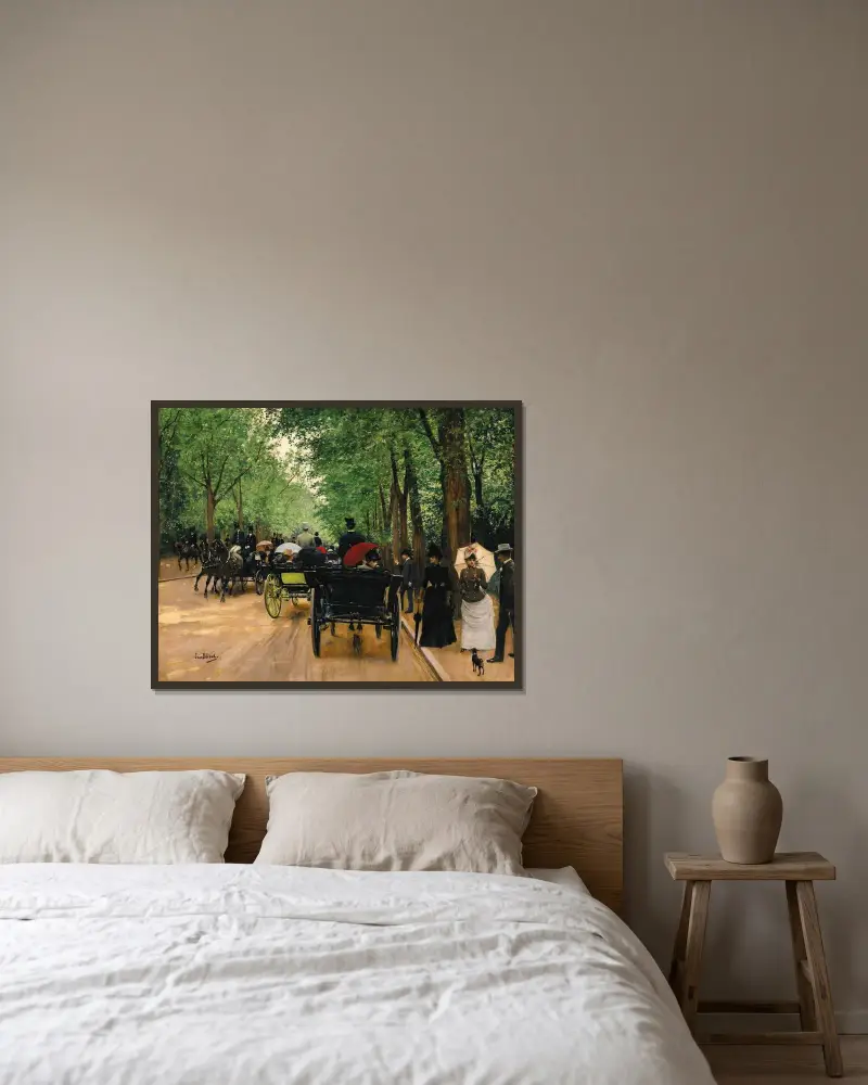 Bois De Boulogne av Jean Béraud inramad på en vägg
