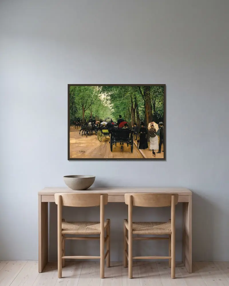 Bois De Boulogne av Jean Béraud inramad på en vägg