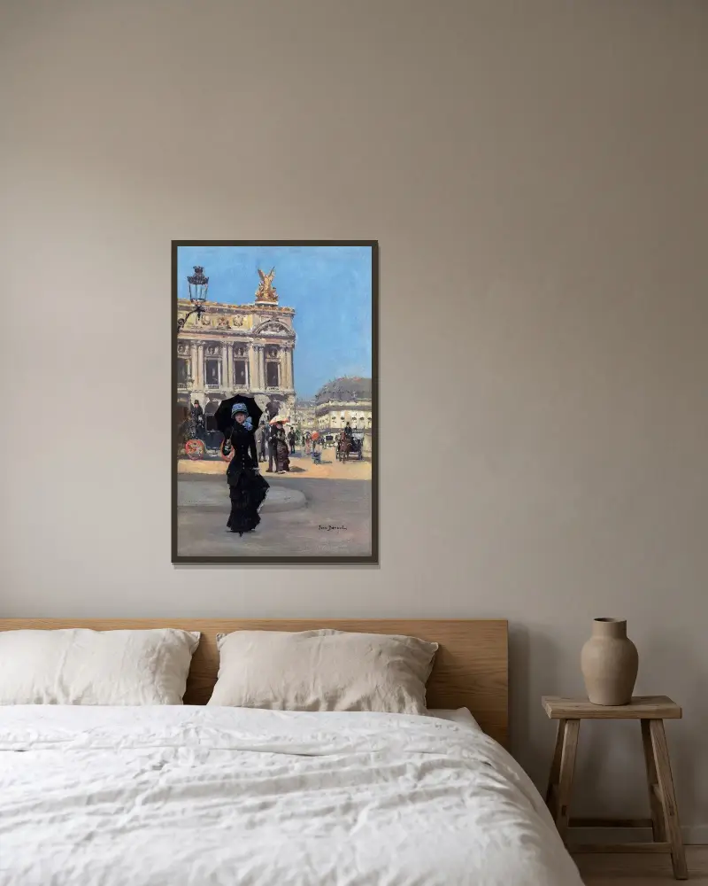 Framför Operan av Jean Béraud inramad på en vägg