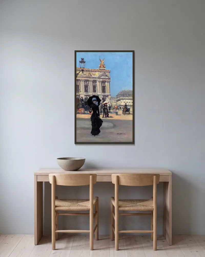 Framför Operan av Jean Béraud inramad på en vägg