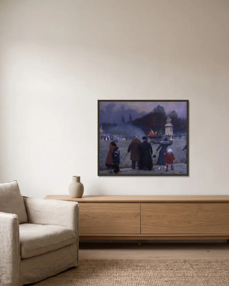 Tysk flagga buren till Invalides av Jean Béraud inramad på en vägg