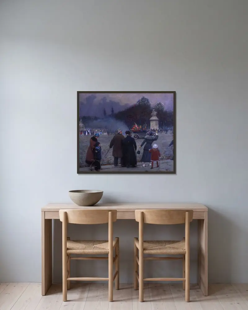 Tysk flagga buren till Invalides av Jean Béraud inramad på en vägg