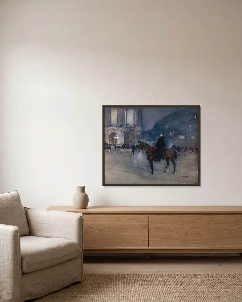 Operafasaden en galakväll av Jean Béraud inramad på en vägg