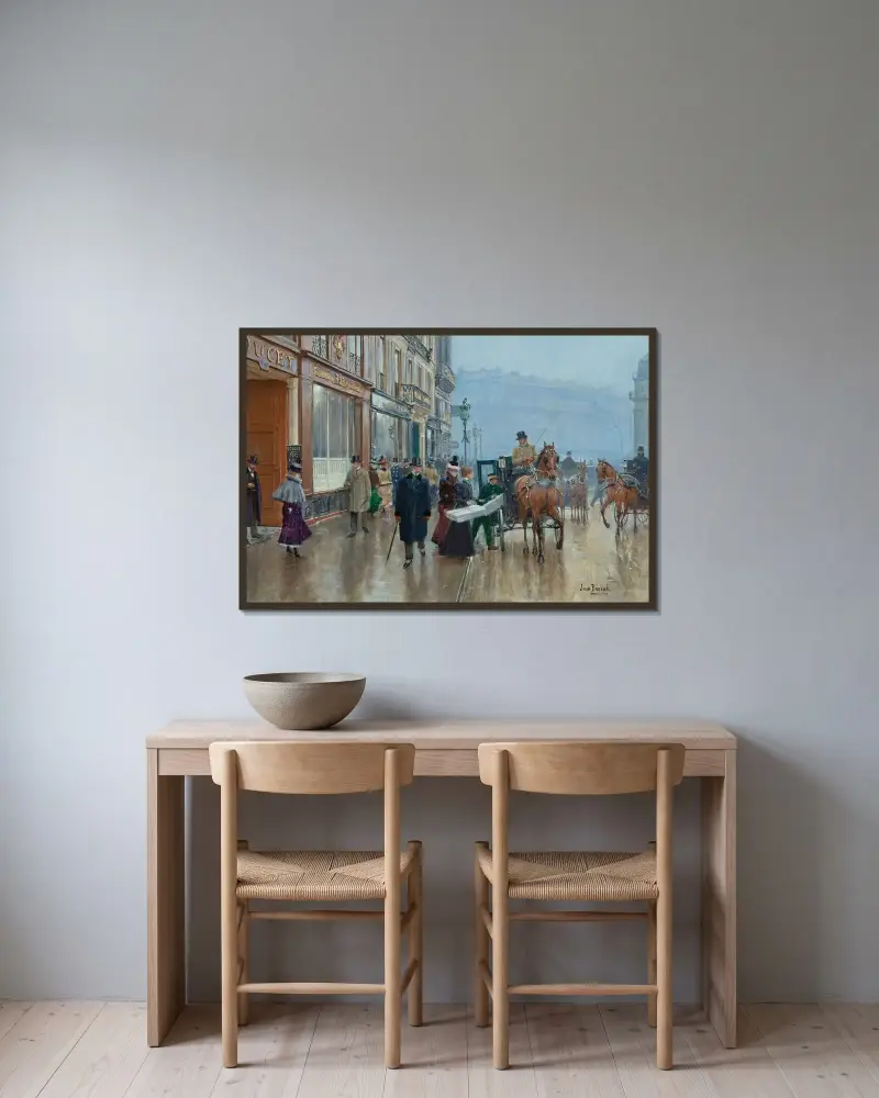 La Maison Doucet, Paris av Jean Béraud inramad på en vägg