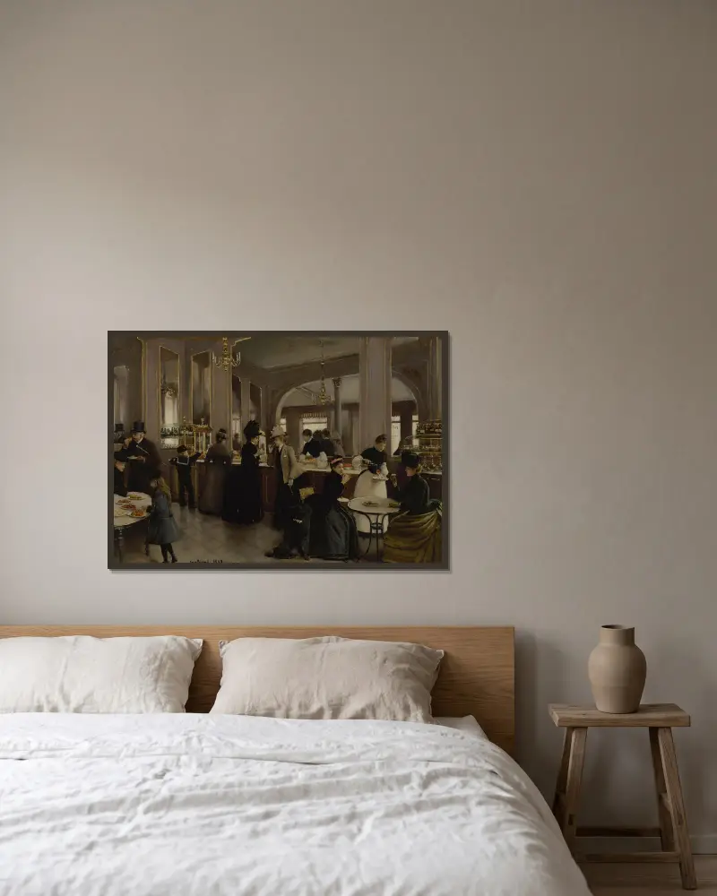 La pâtisserie Gloppe av Jean Béraud inramad på en vägg