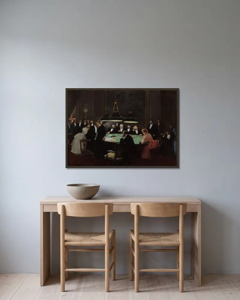 Spelsalen av Jean Béraud inramad på en vägg