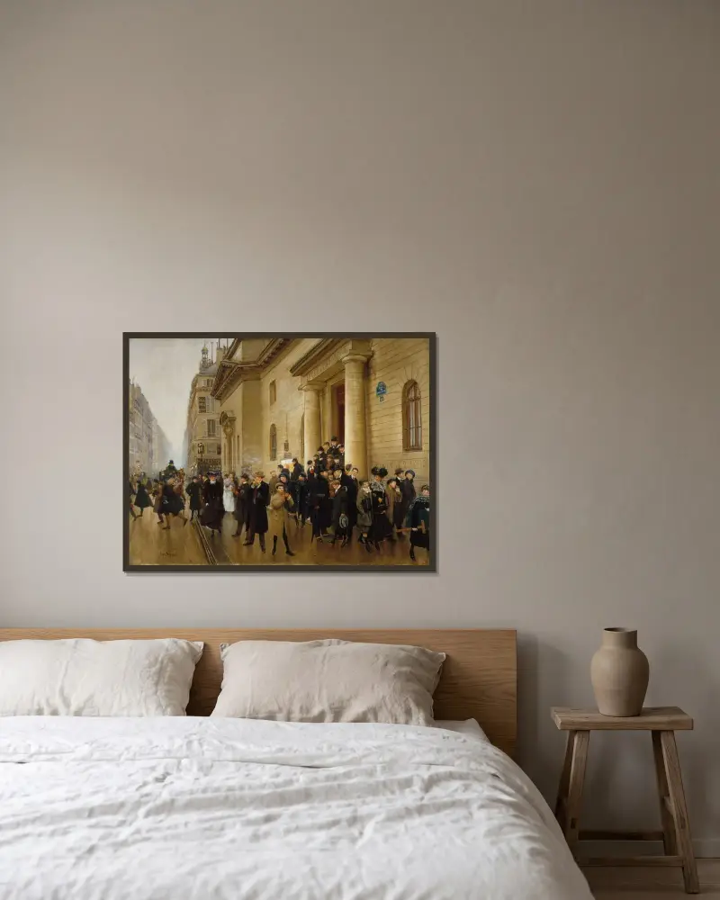 La sortie du lycée Condorcet av Jean Béraud inramad på en vägg