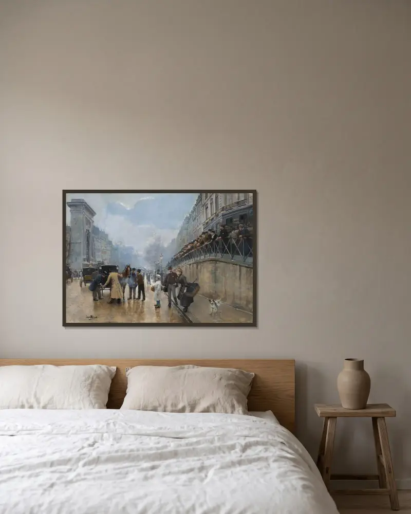Olyckan; Porte Saint-Denis av Jean Béraud inramad på en vägg