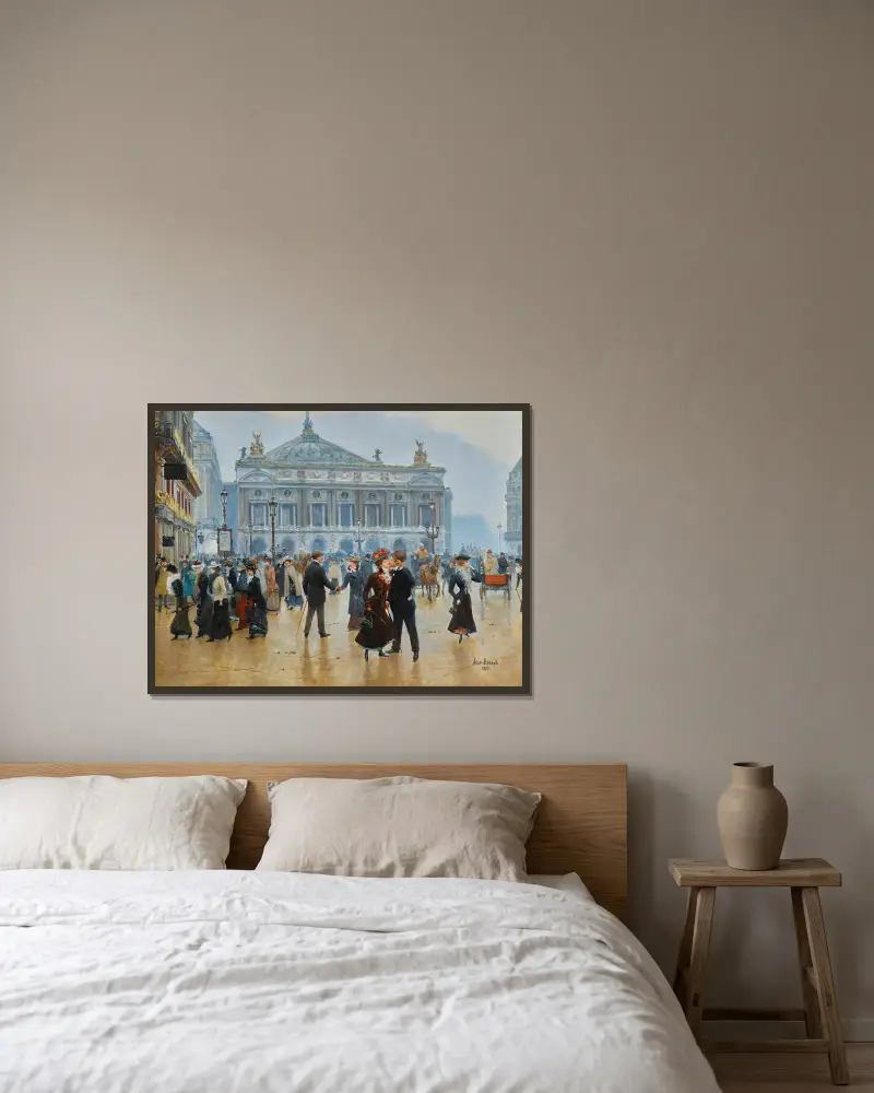 Die Ankunft der Midinettes von Jean Béraud gerahmt an einer Wand